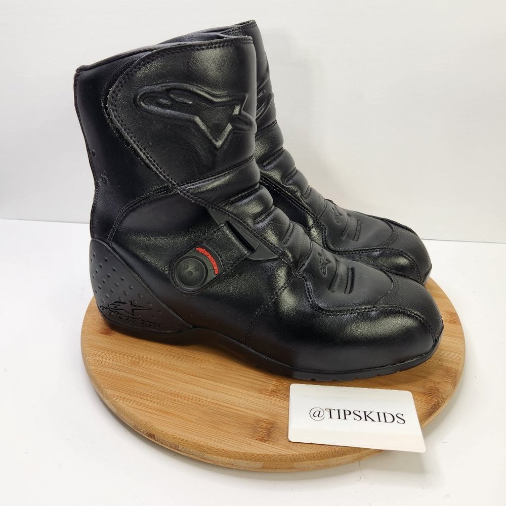 Alpinestars Mens Black Leather Waterproof Motorcycle Boots Size 10